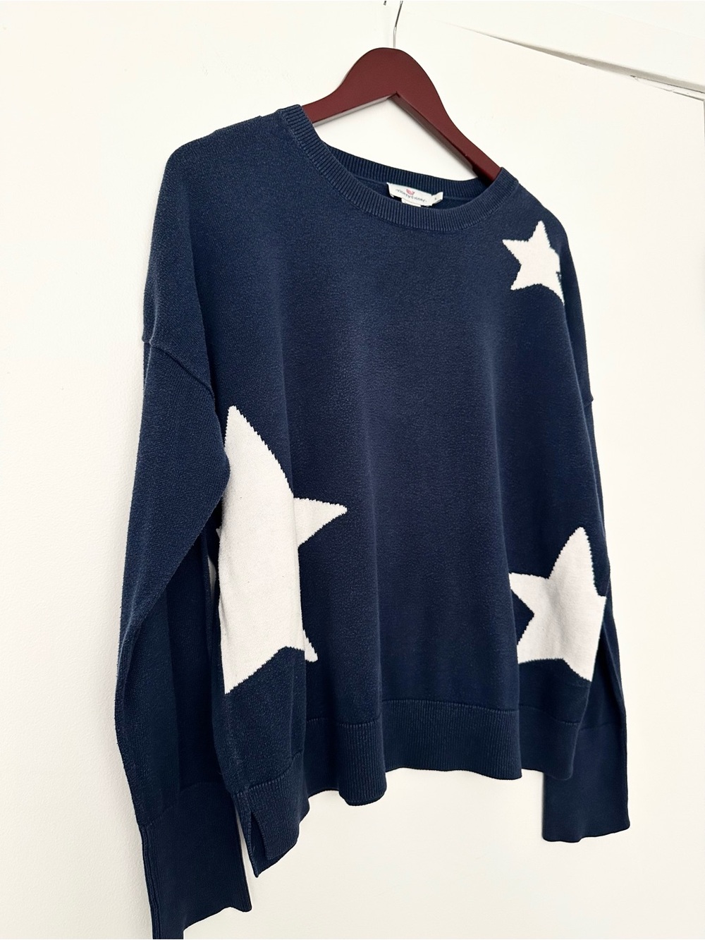 Vineyard Vines Navy Crewneck Sweater with White Stars